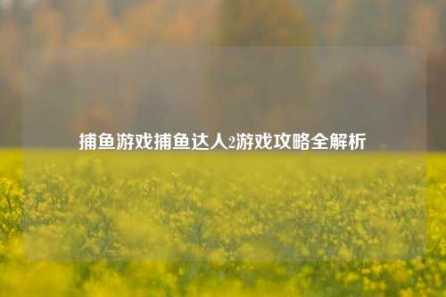 捕鱼游戏捕鱼达人2游戏攻略全解析