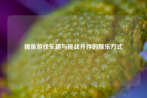 捕鱼游戏乐趣与挑战并存的娱乐方式
