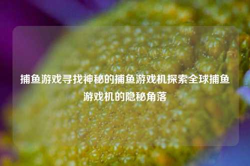 捕鱼游戏寻找神秘的捕鱼游戏机探索全球捕鱼游戏机的隐秘角落