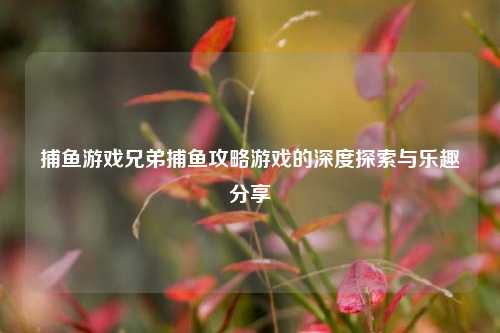 捕鱼游戏兄弟捕鱼攻略游戏的深度探索与乐趣分享