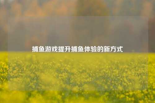 捕鱼游戏提升捕鱼体验的新方式