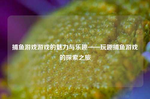 捕鱼游戏游戏的魅力与乐趣——玩趣捕鱼游戏的探索之旅