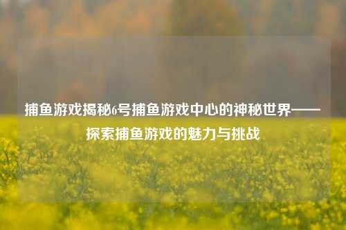 捕鱼游戏揭秘6号捕鱼游戏中心的神秘世界——探索捕鱼游戏的魅力与挑战