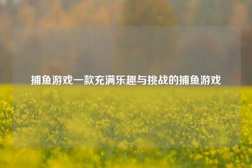 捕鱼游戏一款充满乐趣与挑战的捕鱼游戏