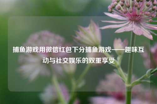 捕鱼游戏用微信红包下分捕鱼游戏——趣味互动与社交娱乐的双重享受