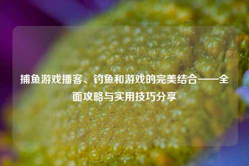 捕鱼游戏播客、钓鱼和游戏的完美结合——全面攻略与实用技巧分享