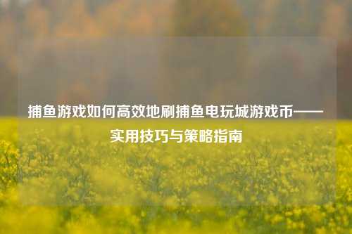 捕鱼游戏如何高效地刷捕鱼电玩城游戏币——实用技巧与策略指南