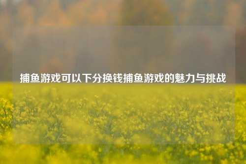 捕鱼游戏可以下分换钱捕鱼游戏的魅力与挑战