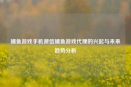 捕鱼游戏手机微信捕鱼游戏代理的兴起与未来趋势分析